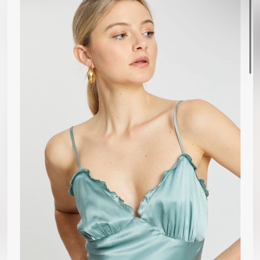 Hansel & Gretel Silk mini Amelia Dress in the color Sea Foam 💚 sz Medium - Picture 5 of 12